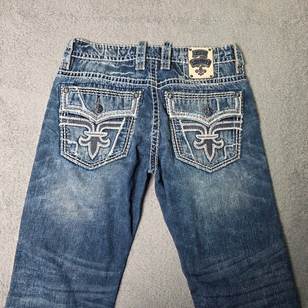 Rock Revival Mens 33 Novert Slim Straight Blue Jeans Embroidered Flap Pocket